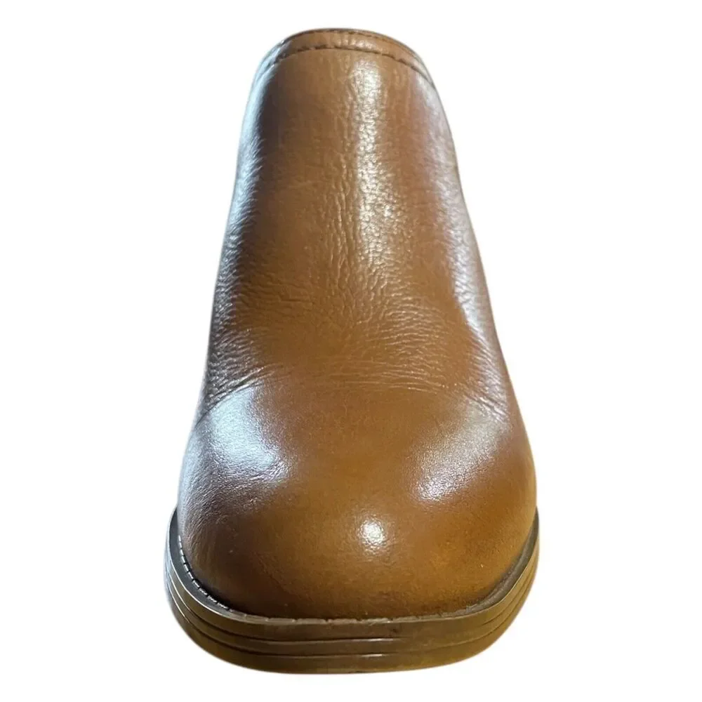 Naturalizer Zarie Block Heel Brown, Cinnamon Leather Bootie  Size 6.5M
